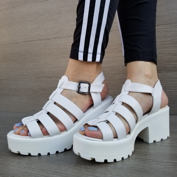 Open Toe 90's Grunge Look Chunky Summer Shoes - Picture 6 of 7